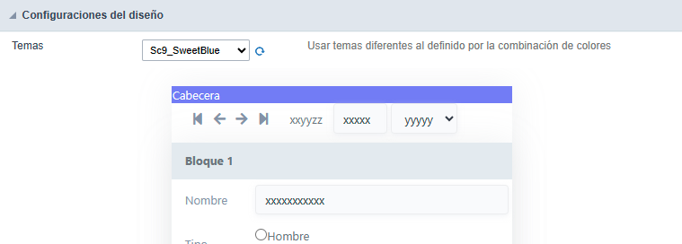 Configuración de la vista del tema de la aplicación
