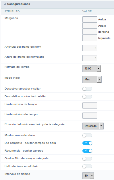 Calendar Configuration