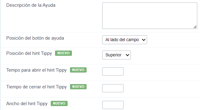 Ayuda a mostrar la interfaz de configuración del tipo.