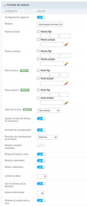 Interface de formatação de valores.