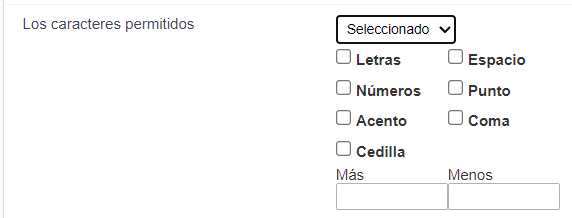 Characters configuration Interface.
