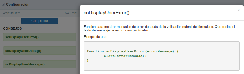 Modal user HTML variables