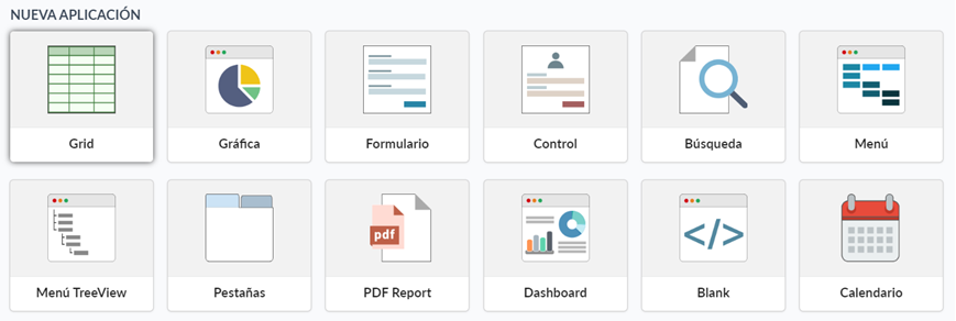 Lista de aplicaciones que se pueden crear.