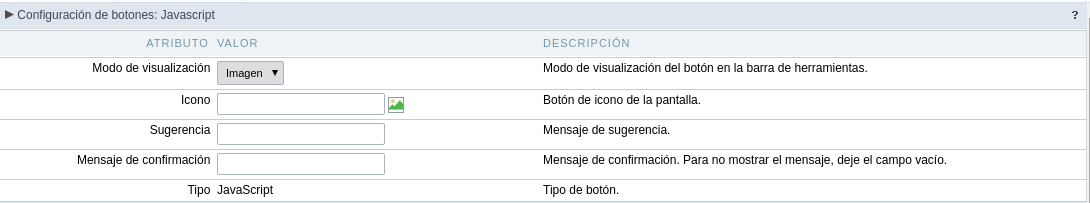 Setting up the Image Display mode for the javascript button.