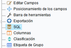 Access the SQL option in the left side menu.