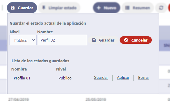Ejemplo de la opción Guardar cuadrícula en funcionamiento