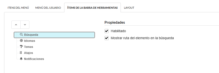 Layout settings interface