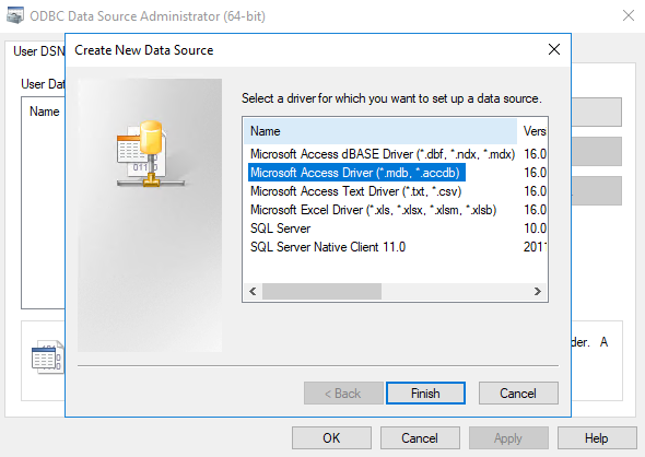 Selecionando Driver ODBC