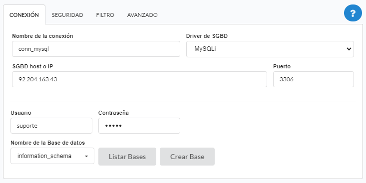 Conexión a la base de datos