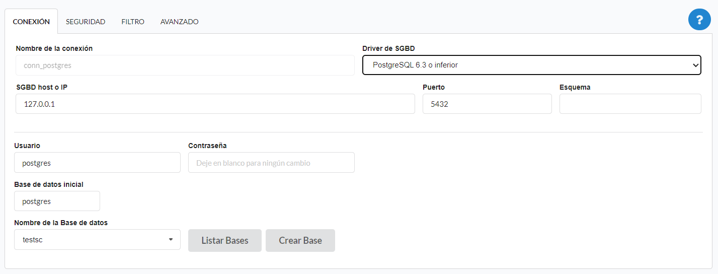 Conexión a la base de datos