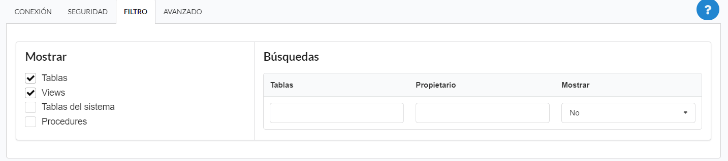 Filtrando la conexión de la base de datos