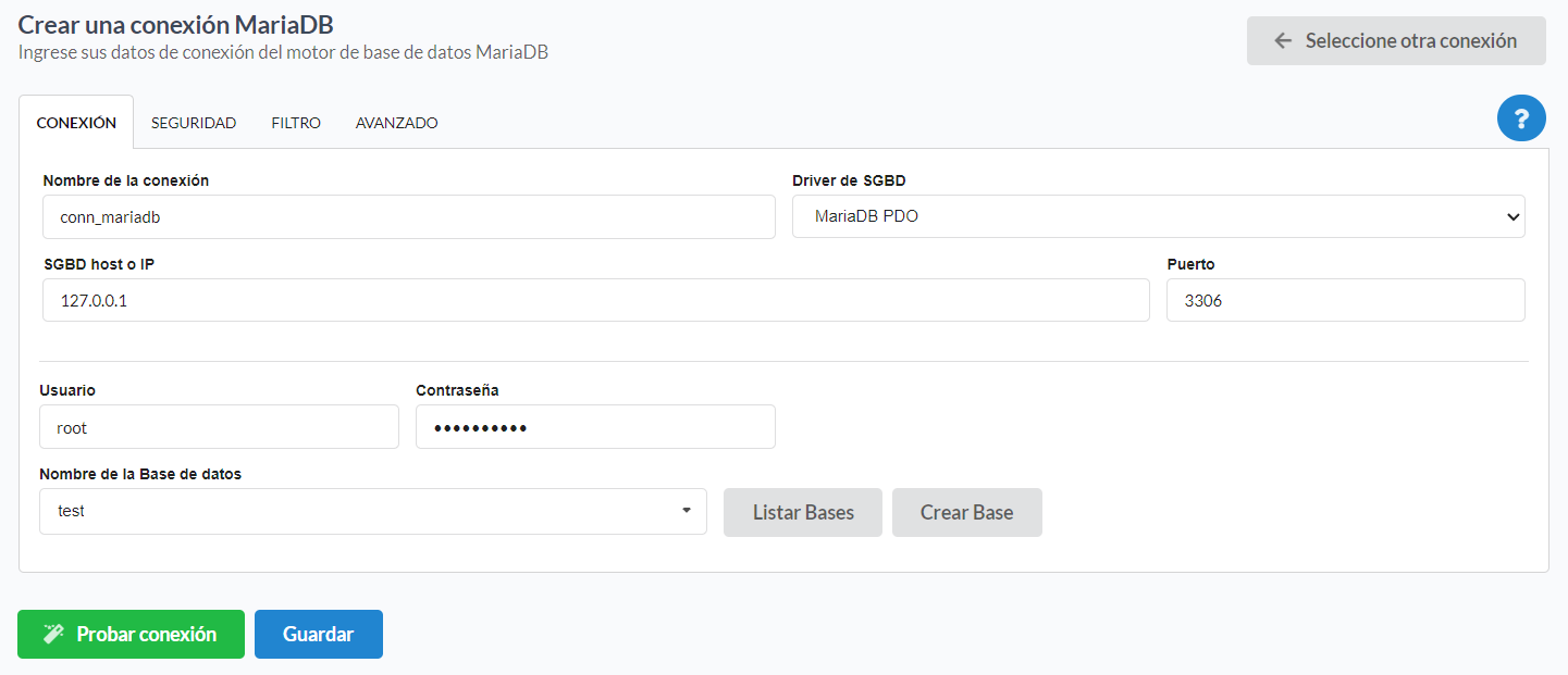 Conexión a la base de datos