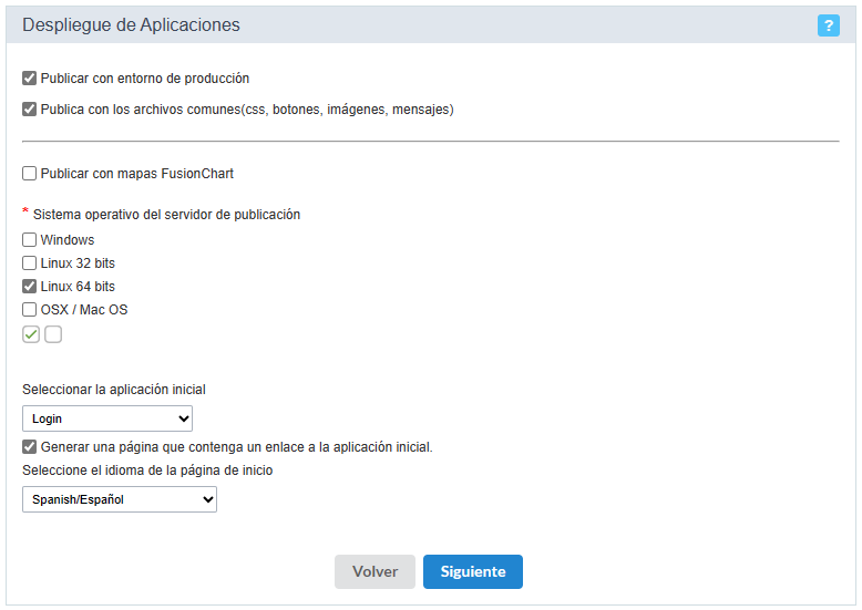 Seleccione la aplicación inicial para la implementación