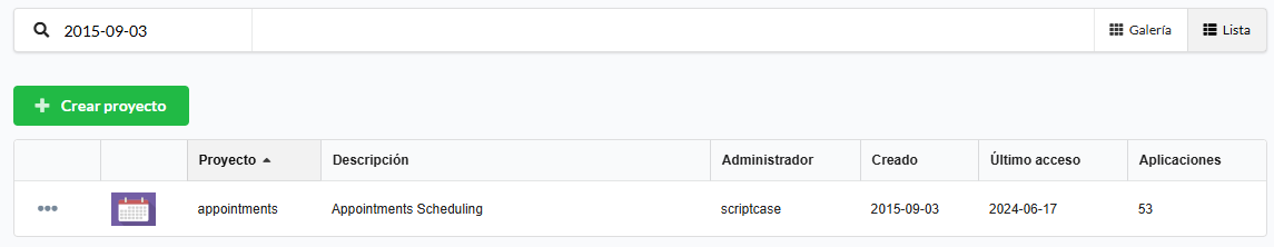 Botón de visualización de proyectos