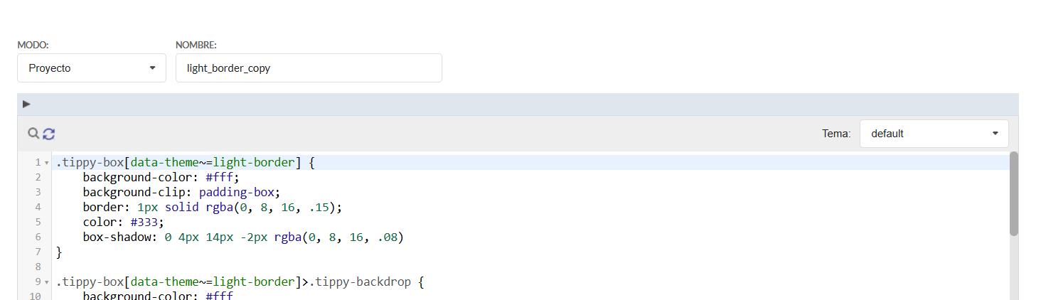 Botón nuevo en la lista de temas