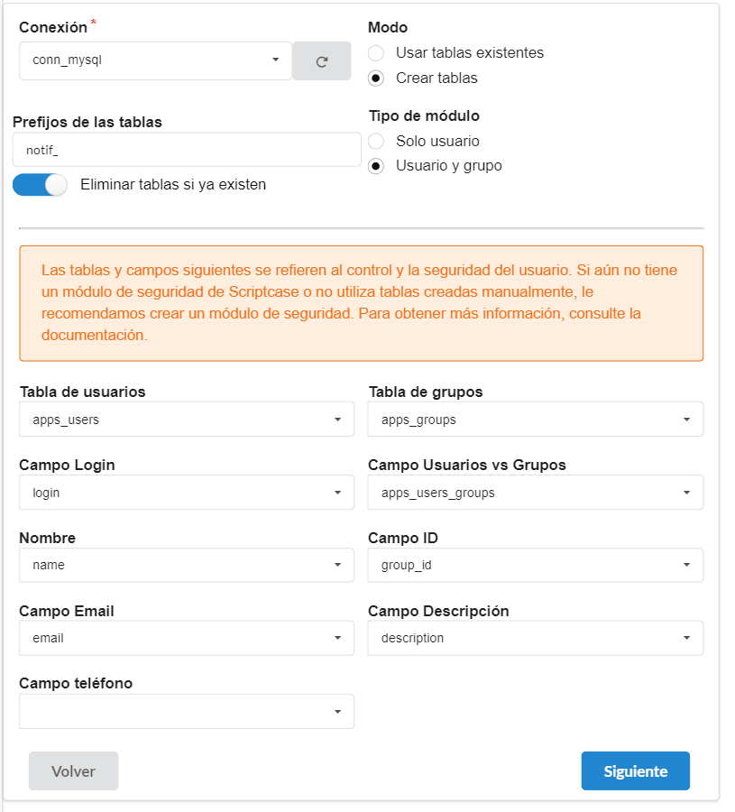Configurando conexión